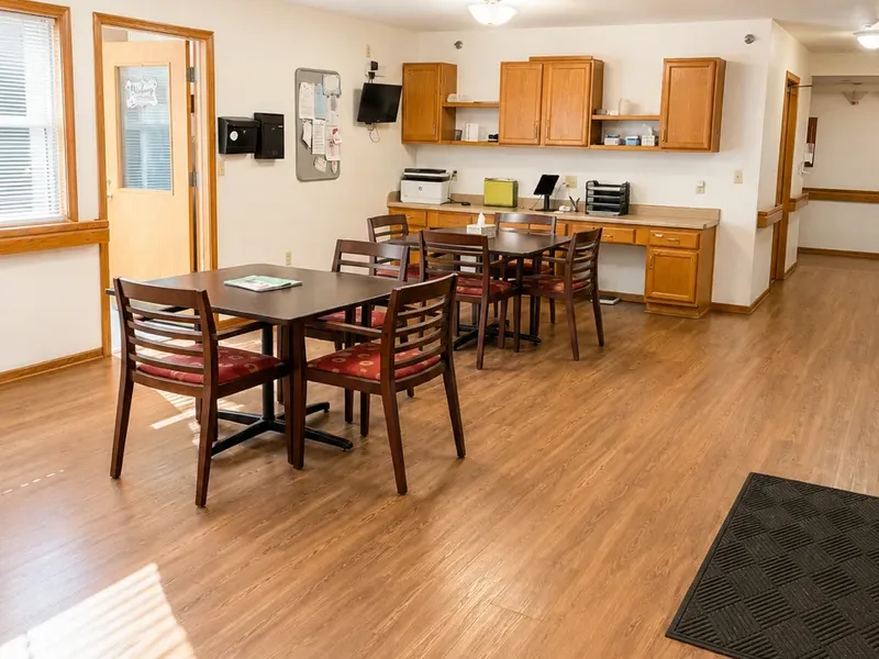 Kitchen and casual dining area at Adava Care of Oak Creek in Oak Creek, WI